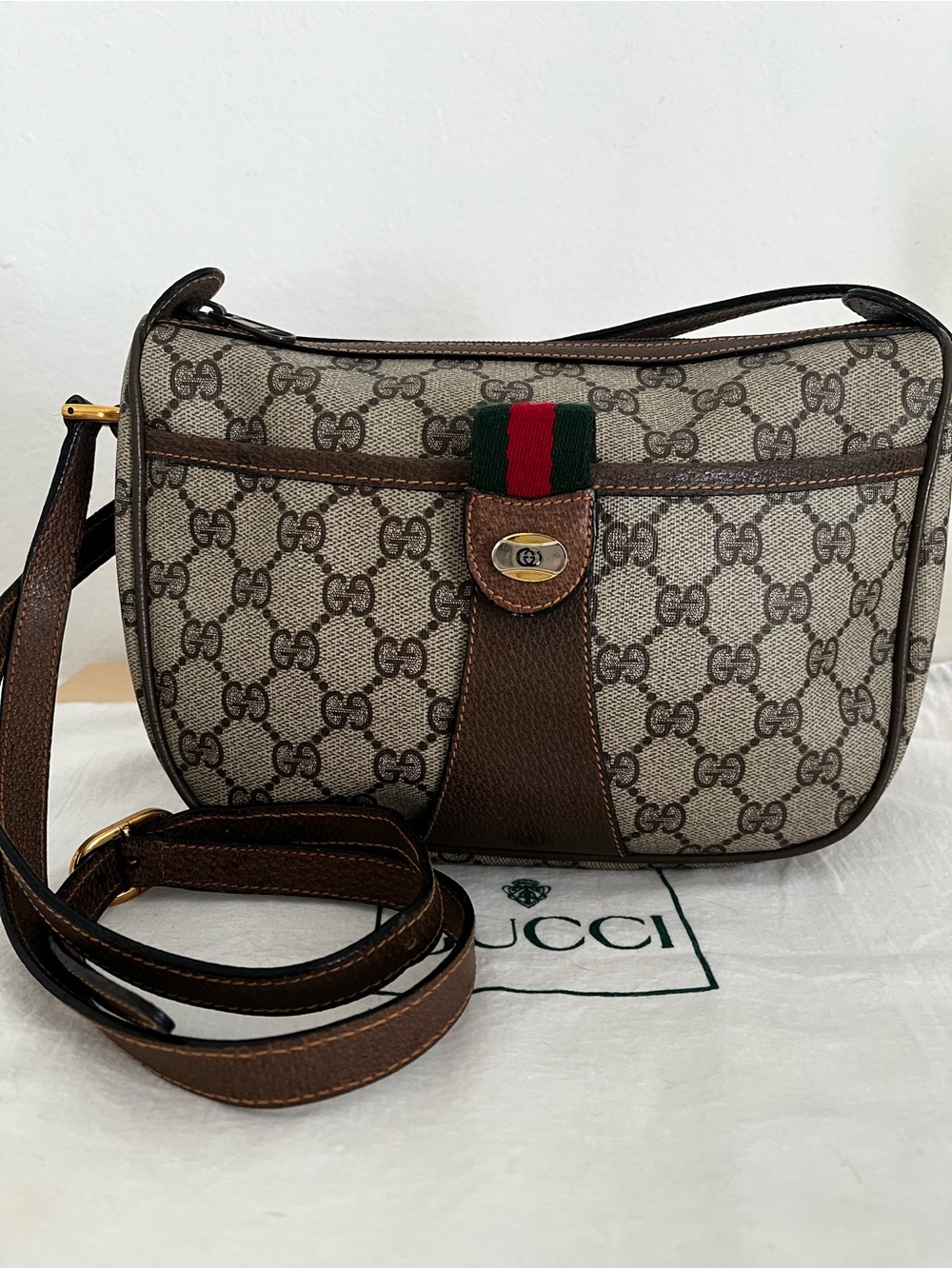 Vintage Gucci Supreme Web Stripe Crossbody Late 1970s-Early 80s Collectible